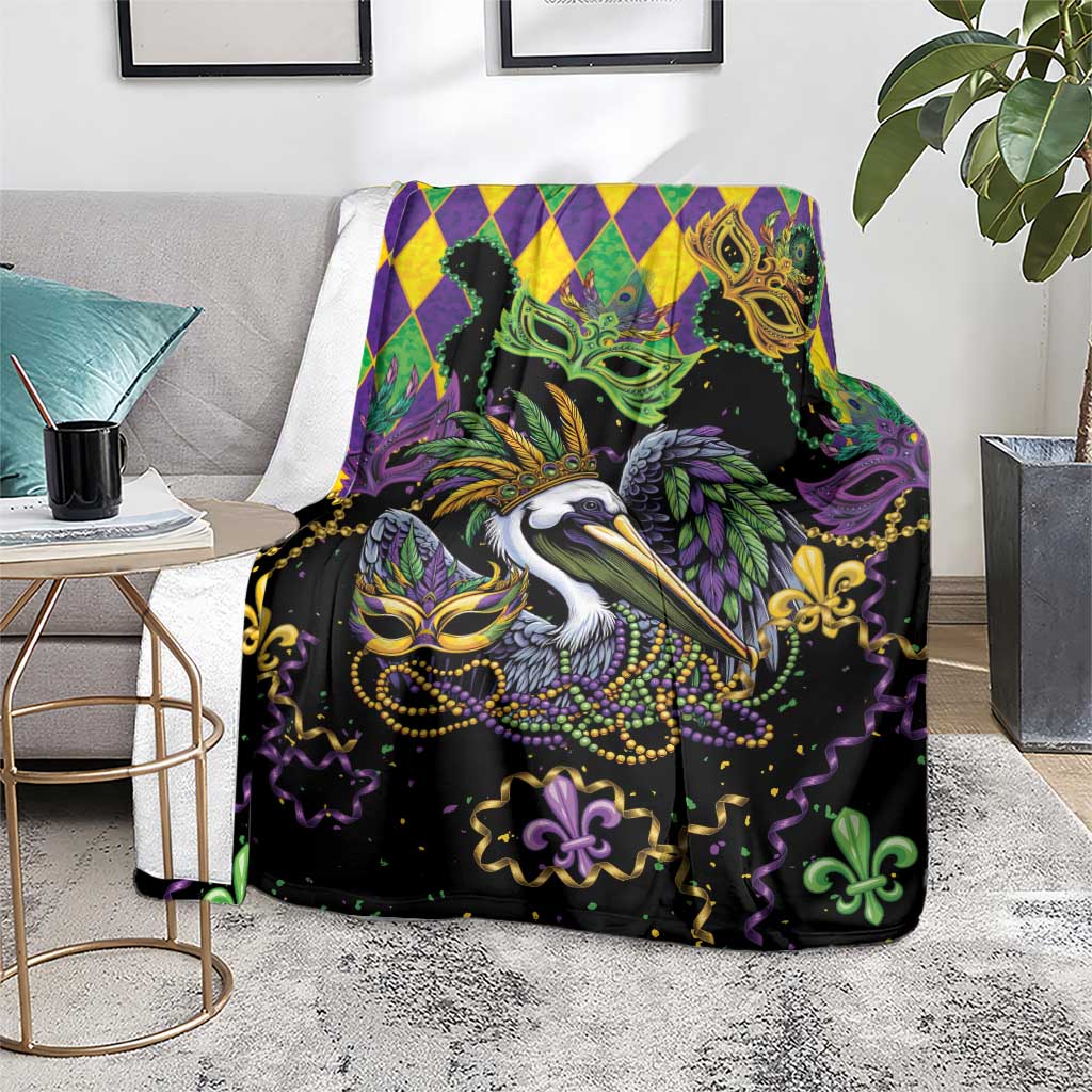 Mardi Gras Pelican Blanket On Tuesdays We Wear Beads - Wonder Print Shop
