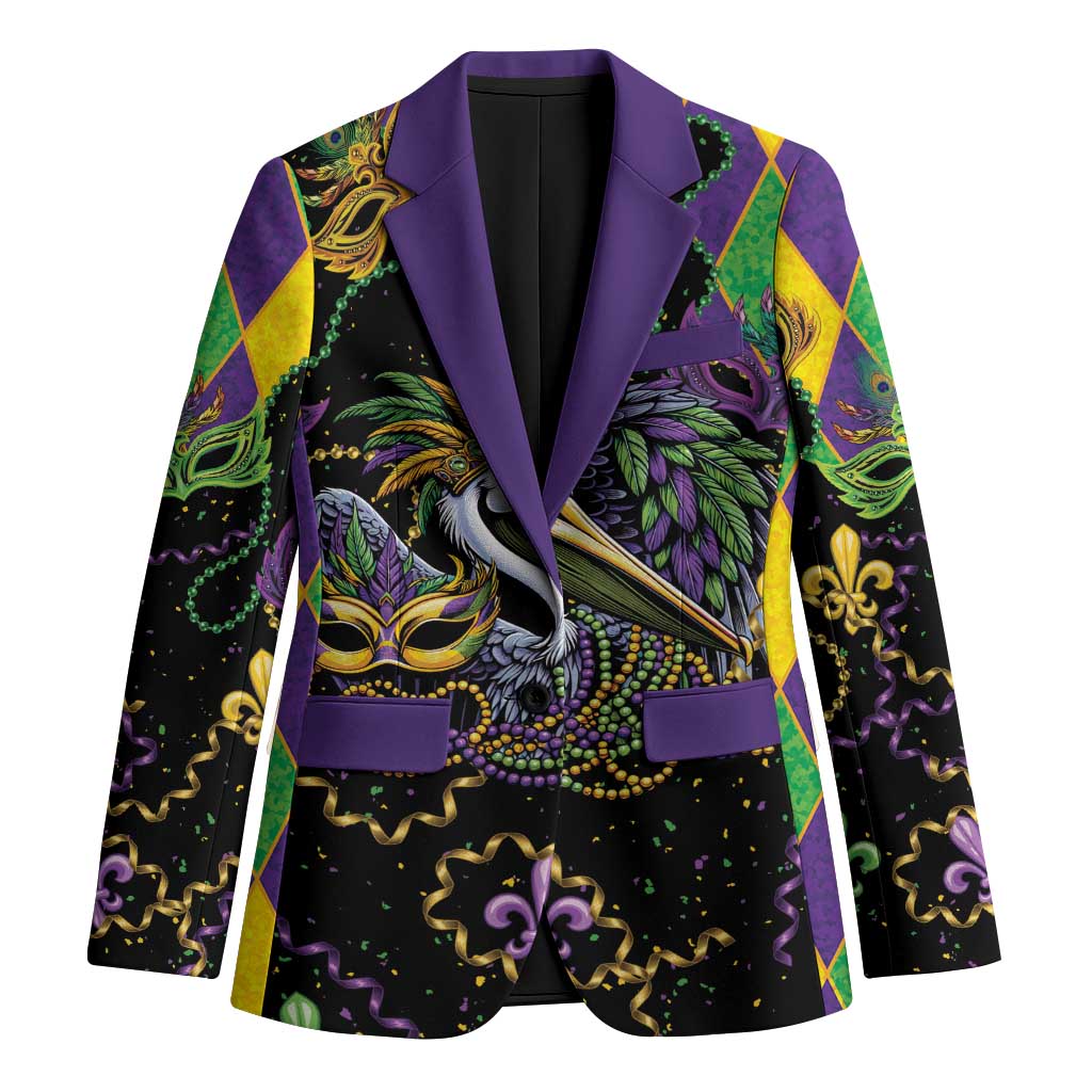 Mardi Gras Pelican Blazer On Tuesdays We Wear Beads - Wonder Print Shop