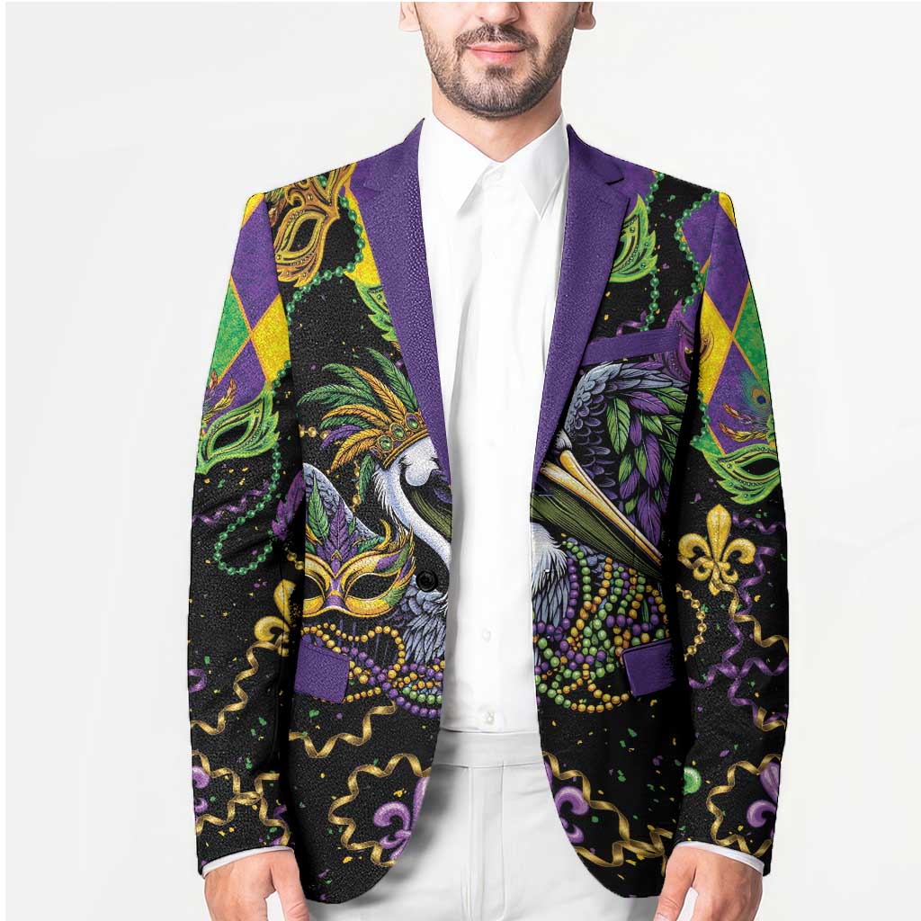 Mardi Gras Pelican Blazer On Tuesdays We Wear Beads - Wonder Print Shop
