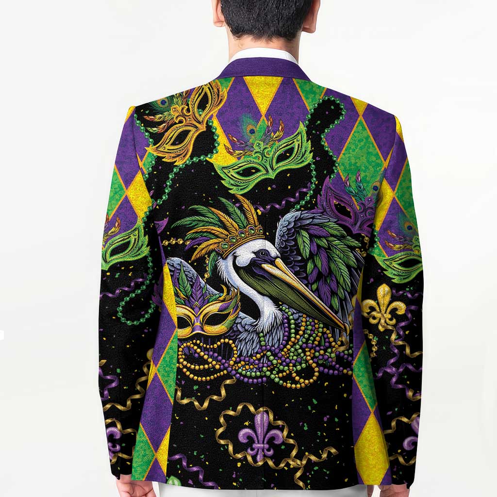 Mardi Gras Pelican Blazer On Tuesdays We Wear Beads - Wonder Print Shop