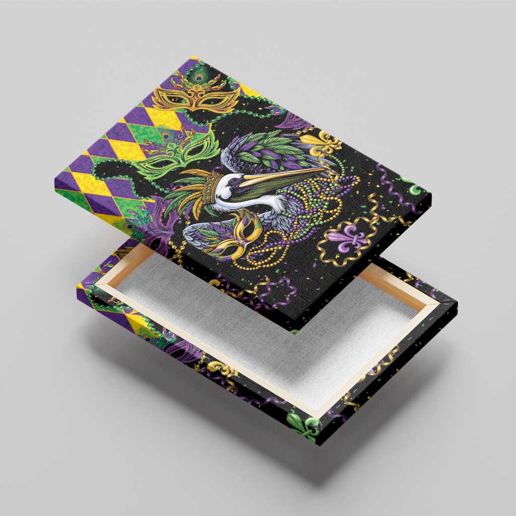 Mardi Gras Pelican Canvas Wall Art On Tuesdays We Wear Beads - Wonder Print Shop