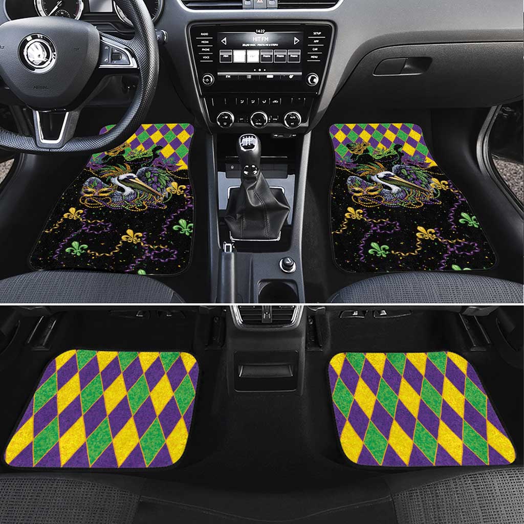 Mardi Gras Pelican Car Mats On Tuesdays We Wear Beads - Wonder Print Shop