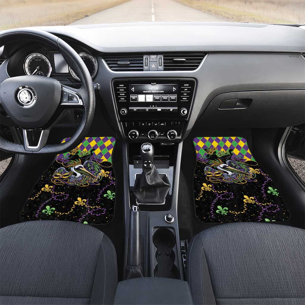 Mardi Gras Pelican Car Mats On Tuesdays We Wear Beads - Wonder Print Shop