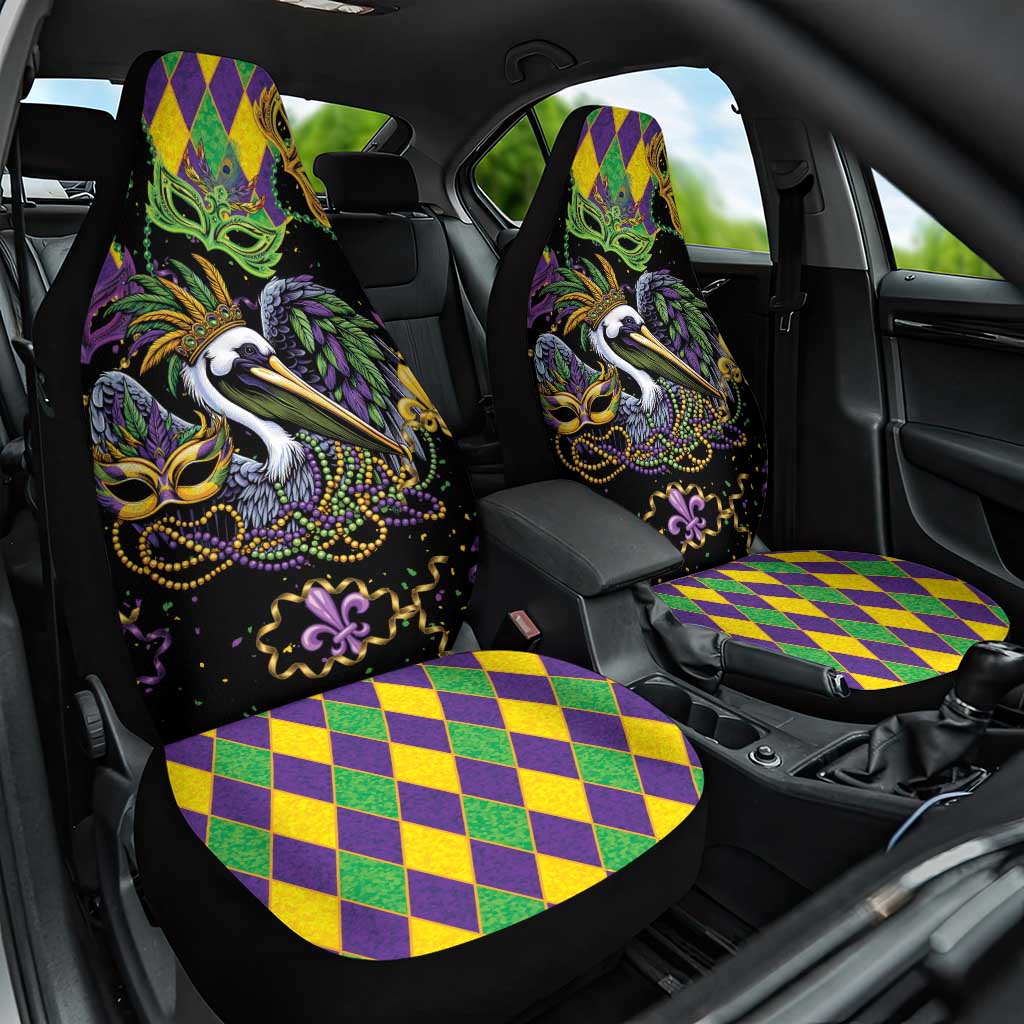 Mardi Gras Pelican Car Seat Cover On Tuesdays We Wear Beads - Wonder Print Shop