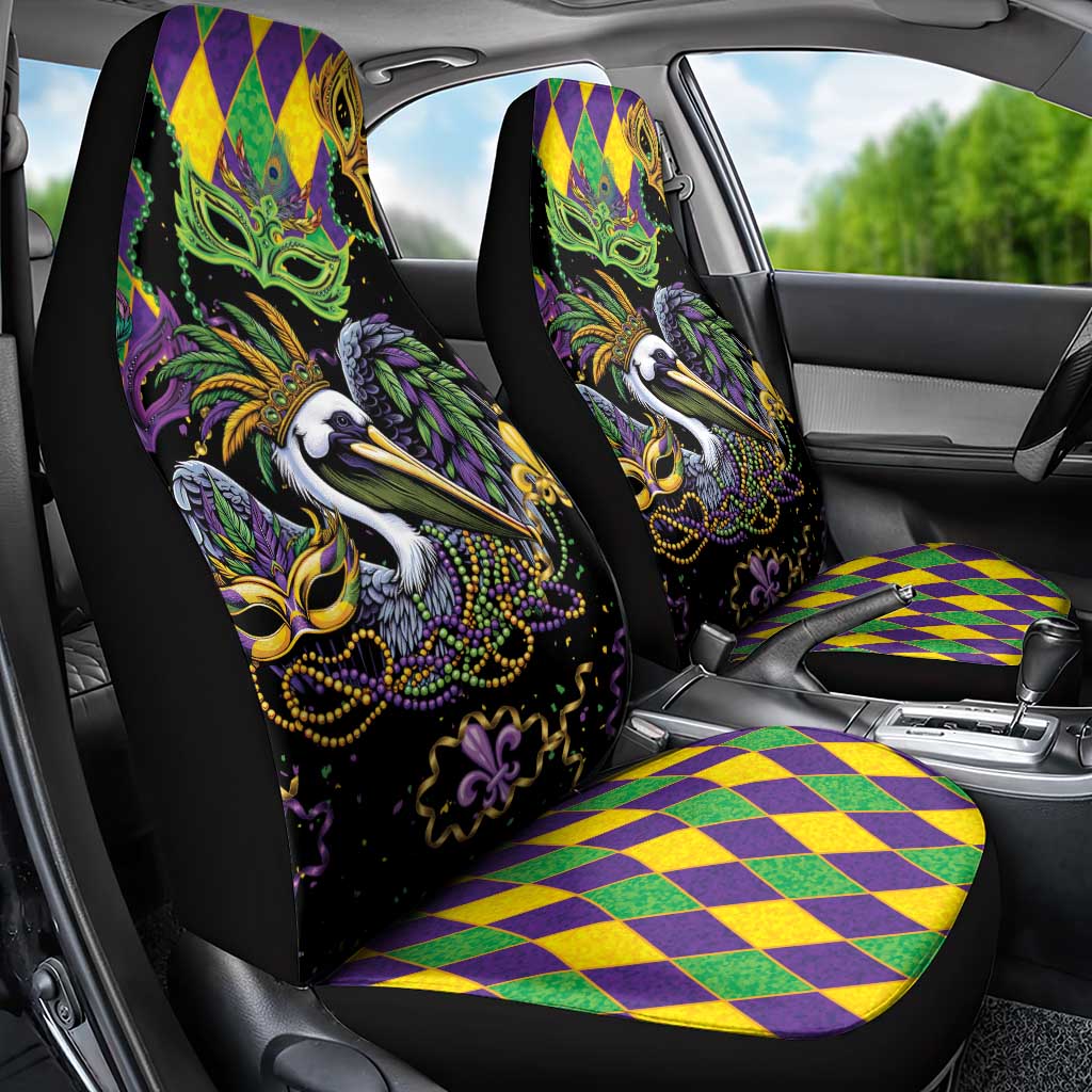 Mardi Gras Pelican Car Seat Cover On Tuesdays We Wear Beads - Wonder Print Shop
