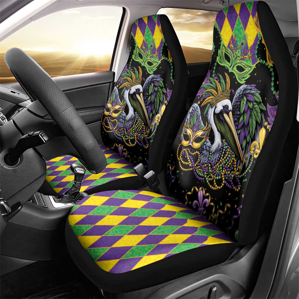 Mardi Gras Pelican Car Seat Cover On Tuesdays We Wear Beads - Wonder Print Shop