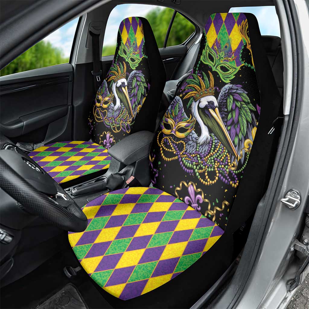 Mardi Gras Pelican Car Seat Cover On Tuesdays We Wear Beads - Wonder Print Shop