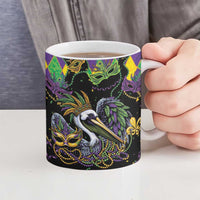 Mardi Gras Pelican Ceramic Mug On Tuesdays We Wear Beads - Wonder Print Shop