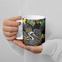Mardi Gras Pelican Ceramic Mug On Tuesdays We Wear Beads - Wonder Print Shop