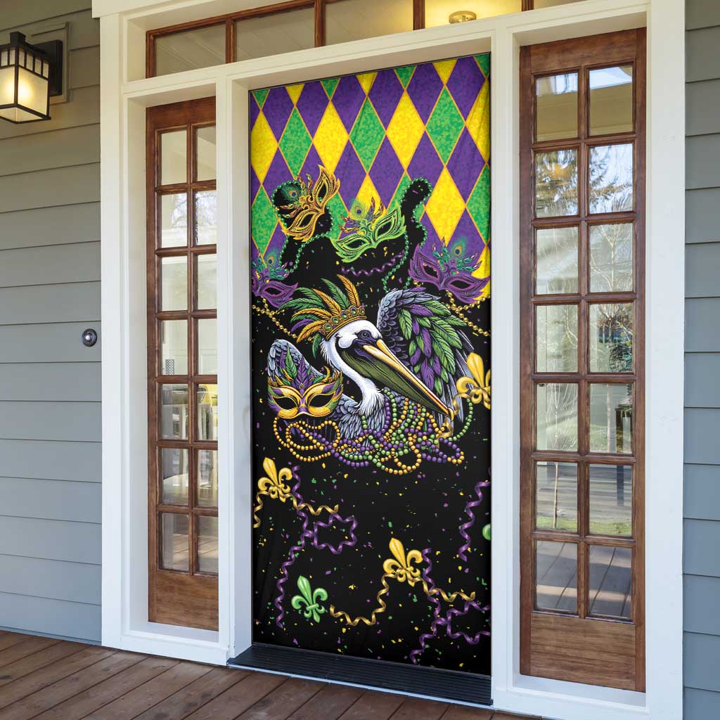 Mardi Gras Pelican Door Cover On Tuesdays We Wear Beads - Wonder Print Shop