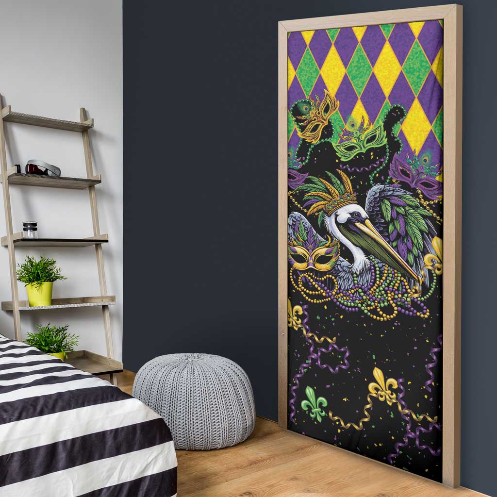 Mardi Gras Pelican Door Cover On Tuesdays We Wear Beads - Wonder Print Shop
