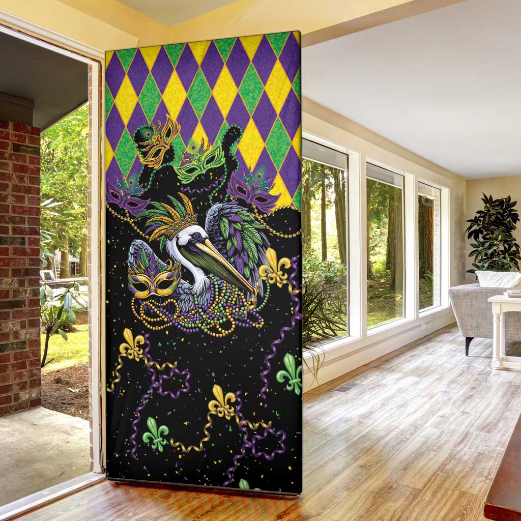Mardi Gras Pelican Door Cover On Tuesdays We Wear Beads - Wonder Print Shop
