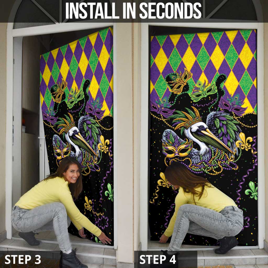 Mardi Gras Pelican Door Cover On Tuesdays We Wear Beads - Wonder Print Shop