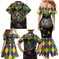 Mardi Gras Pelican Family Matching Mermaid Dress and Hawaiian Shirt On Tuesdays We Wear Beads - Wonder Print Shop