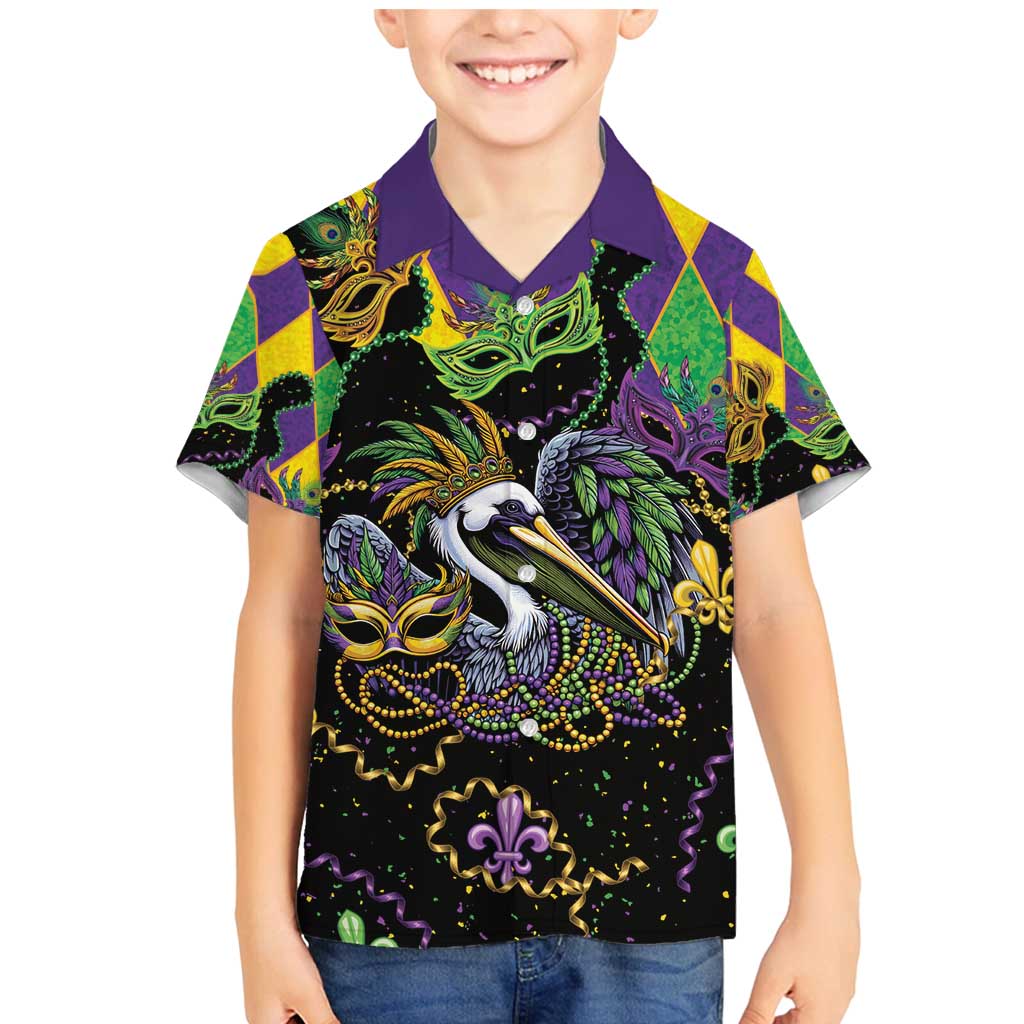 Mardi Gras Pelican Family Matching Mermaid Dress and Hawaiian Shirt On Tuesdays We Wear Beads - Wonder Print Shop