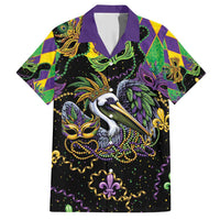 Mardi Gras Pelican Family Matching Short Sleeve Bodycon Dress and Hawaiian Shirt On Tuesdays We Wear Beads - Wonder Print Shop