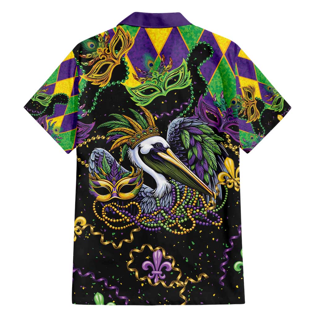 Mardi Gras Pelican Family Matching Short Sleeve Bodycon Dress and Hawaiian Shirt On Tuesdays We Wear Beads - Wonder Print Shop