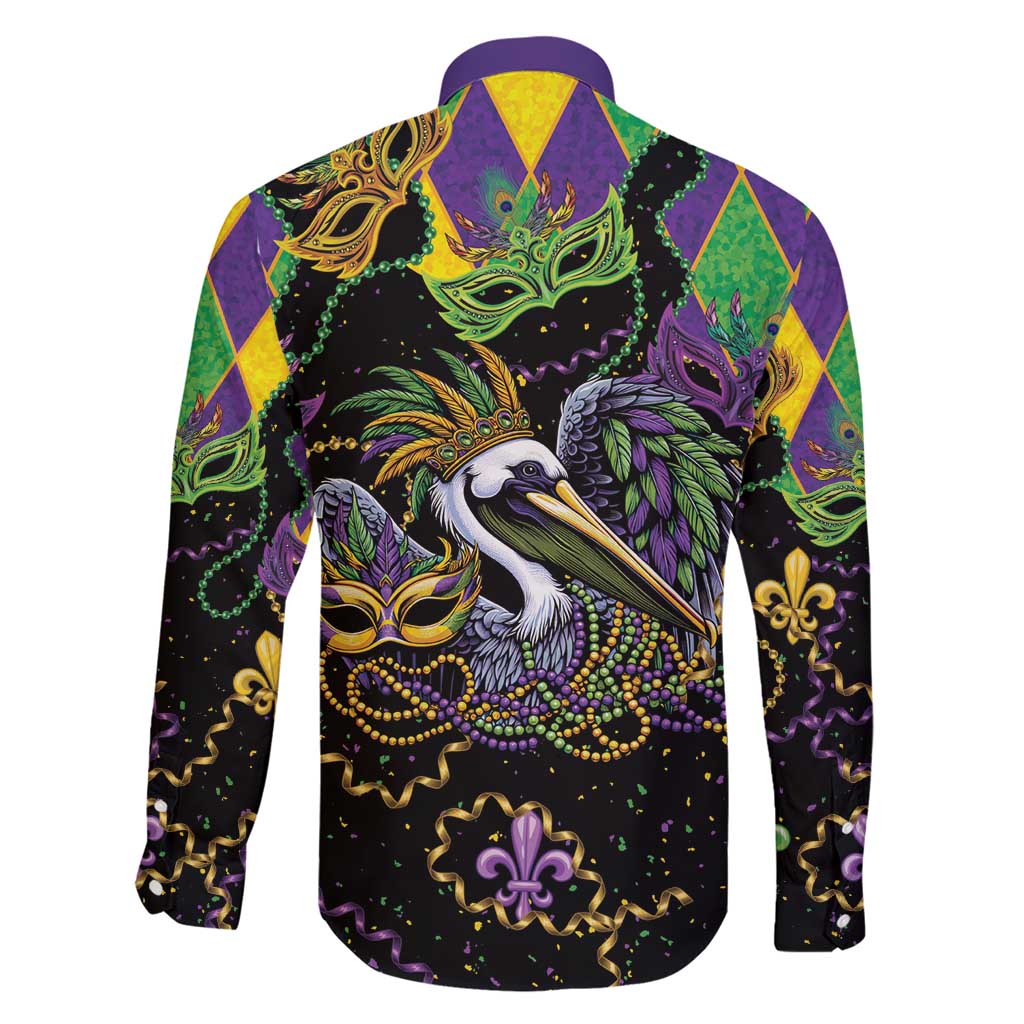 Mardi Gras Pelican Family Matching Short Sleeve Bodycon Dress and Hawaiian Shirt On Tuesdays We Wear Beads - Wonder Print Shop