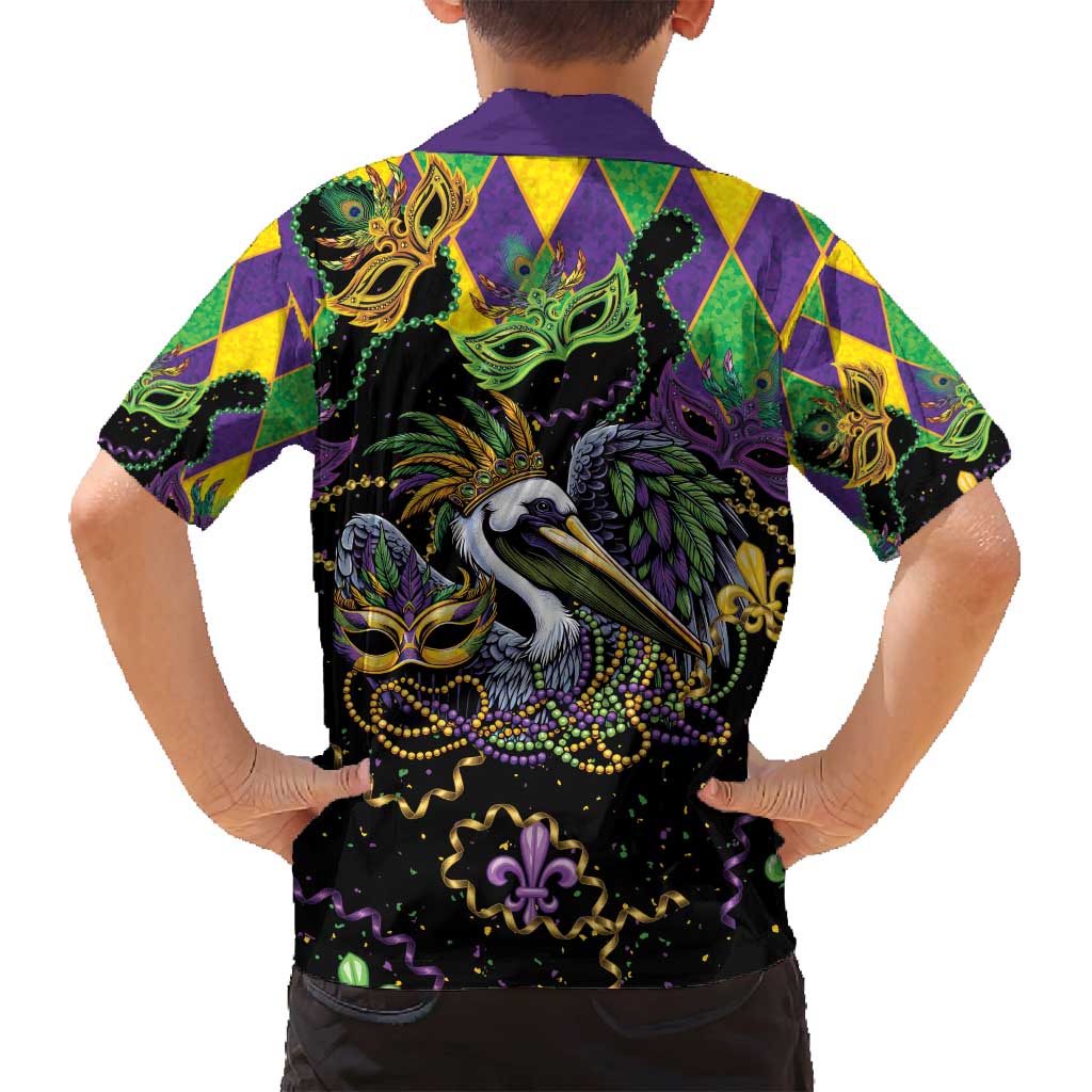 Mardi Gras Pelican Family Matching Summer Maxi Dress and Hawaiian Shirt On Tuesdays We Wear Beads - Wonder Print Shop