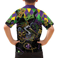 Mardi Gras Pelican Family Matching Summer Maxi Dress and Hawaiian Shirt On Tuesdays We Wear Beads - Wonder Print Shop
