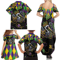 Mardi Gras Pelican Family Matching Summer Maxi Dress and Hawaiian Shirt On Tuesdays We Wear Beads - Wonder Print Shop