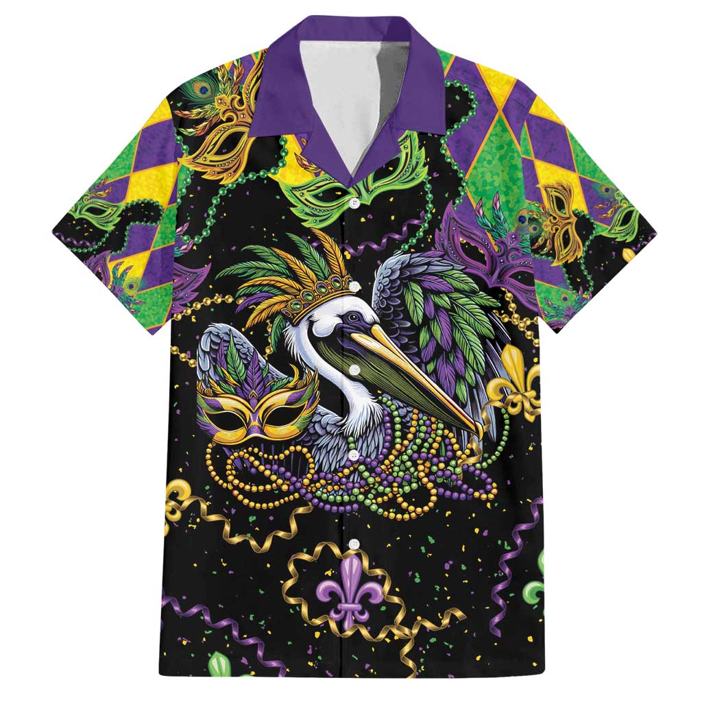 Mardi Gras Pelican Family Matching Summer Maxi Dress and Hawaiian Shirt On Tuesdays We Wear Beads - Wonder Print Shop