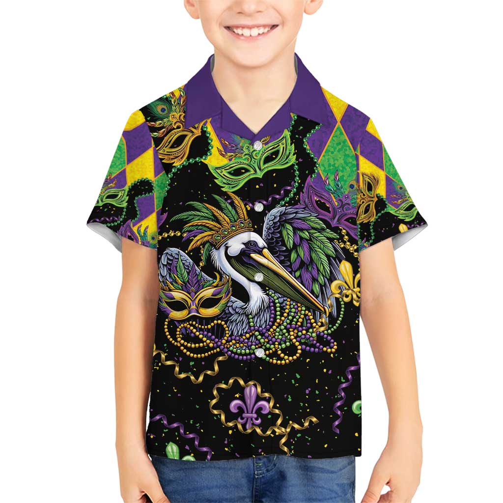 Mardi Gras Pelican Family Matching Summer Maxi Dress and Hawaiian Shirt On Tuesdays We Wear Beads - Wonder Print Shop