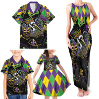 Mardi Gras Pelican Family Matching Tank Maxi Dress and Hawaiian Shirt On Tuesdays We Wear Beads - Wonder Print Shop