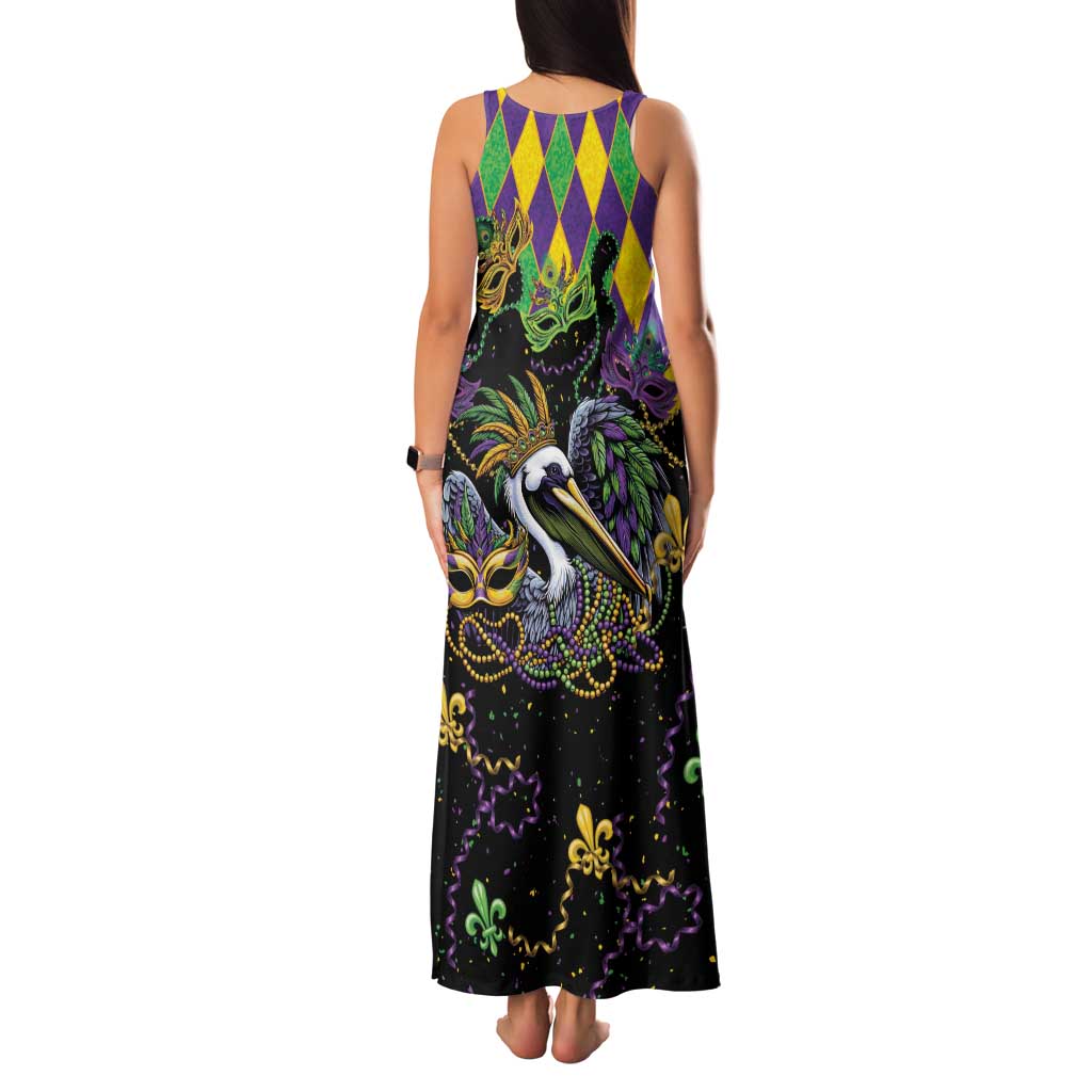 Mardi Gras Pelican Family Matching Tank Maxi Dress and Hawaiian Shirt On Tuesdays We Wear Beads - Wonder Print Shop