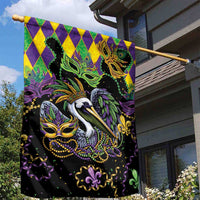 Mardi Gras Pelican Garden Flag On Tuesdays We Wear Beads - Wonder Print Shop