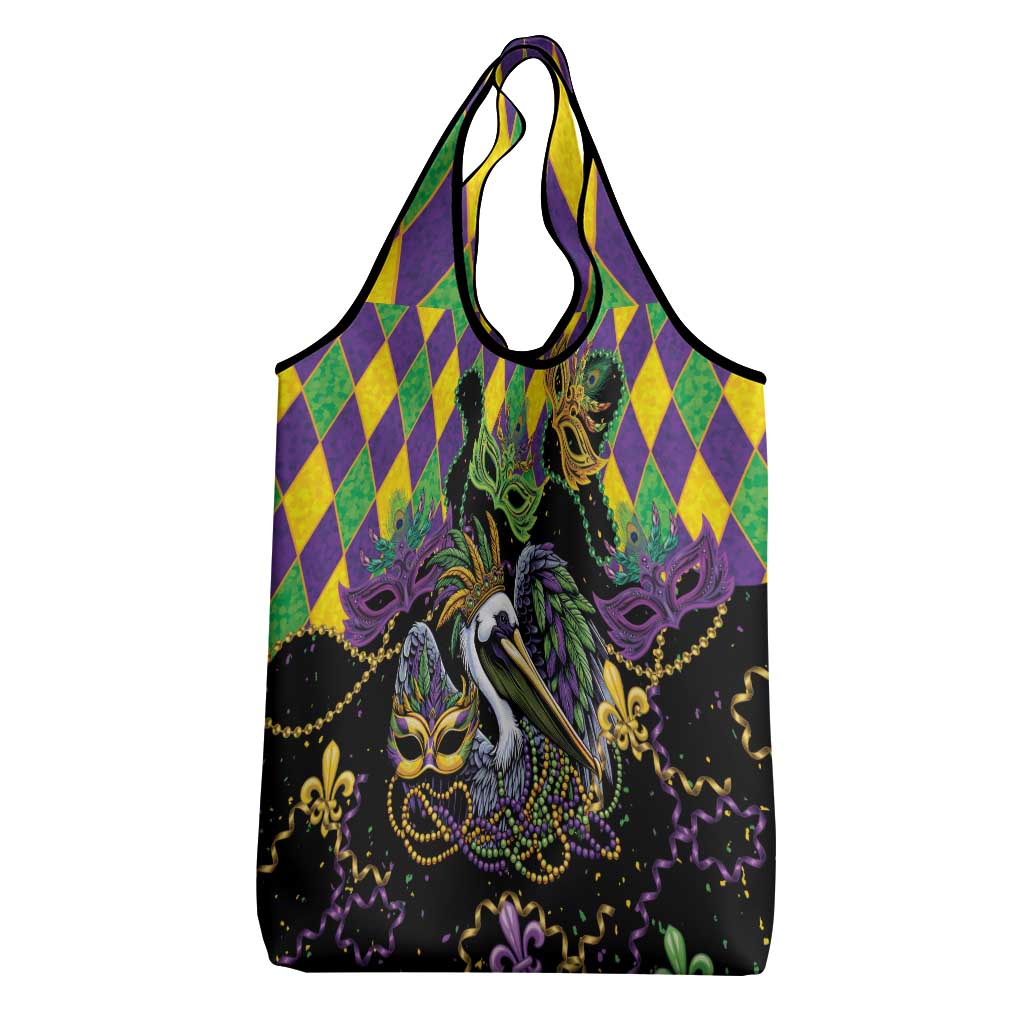 Mardi Gras Pelican Grocery Bag On Tuesdays We Wear Beads - Wonder Print Shop