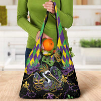 Mardi Gras Pelican Grocery Bag On Tuesdays We Wear Beads - Wonder Print Shop