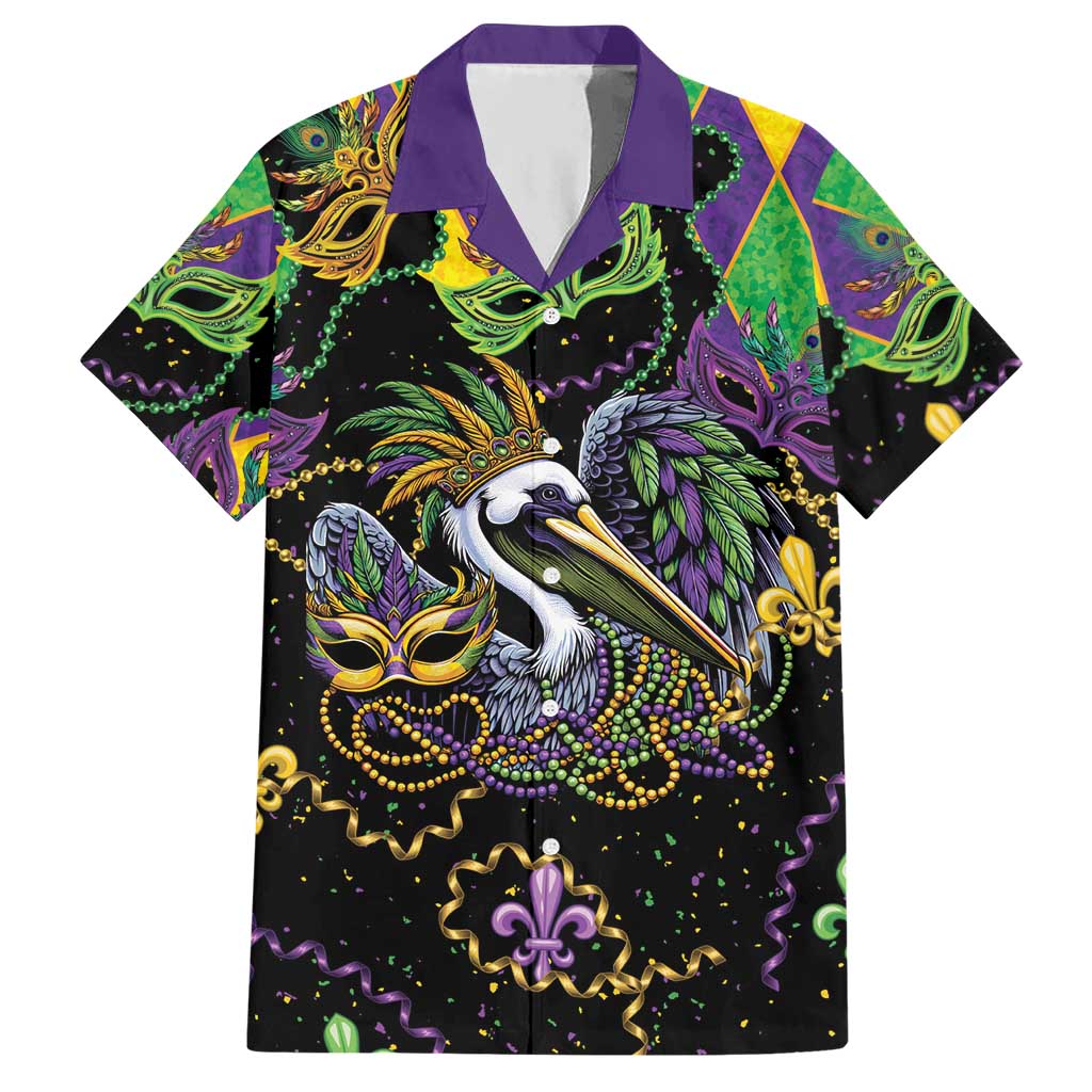 Mardi Gras Pelican Hawaiian Shirt On Tuesdays We Wear Beads - Wonder Print Shop
