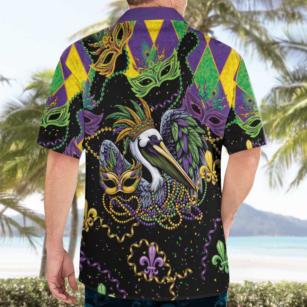 Mardi Gras Pelican Hawaiian Shirt On Tuesdays We Wear Beads - Wonder Print Shop