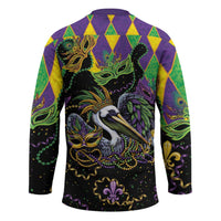 Mardi Gras Pelican Hockey Jersey On Tuesdays We Wear Beads - Wonder Print Shop