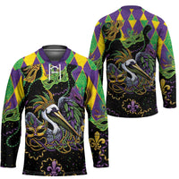 Mardi Gras Pelican Hockey Jersey On Tuesdays We Wear Beads - Wonder Print Shop