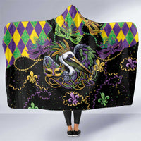 Mardi Gras Pelican Hooded Blanket On Tuesdays We Wear Beads - Wonder Print Shop