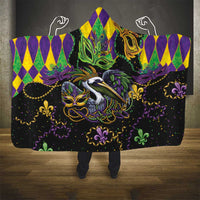 Mardi Gras Pelican Hooded Blanket On Tuesdays We Wear Beads - Wonder Print Shop