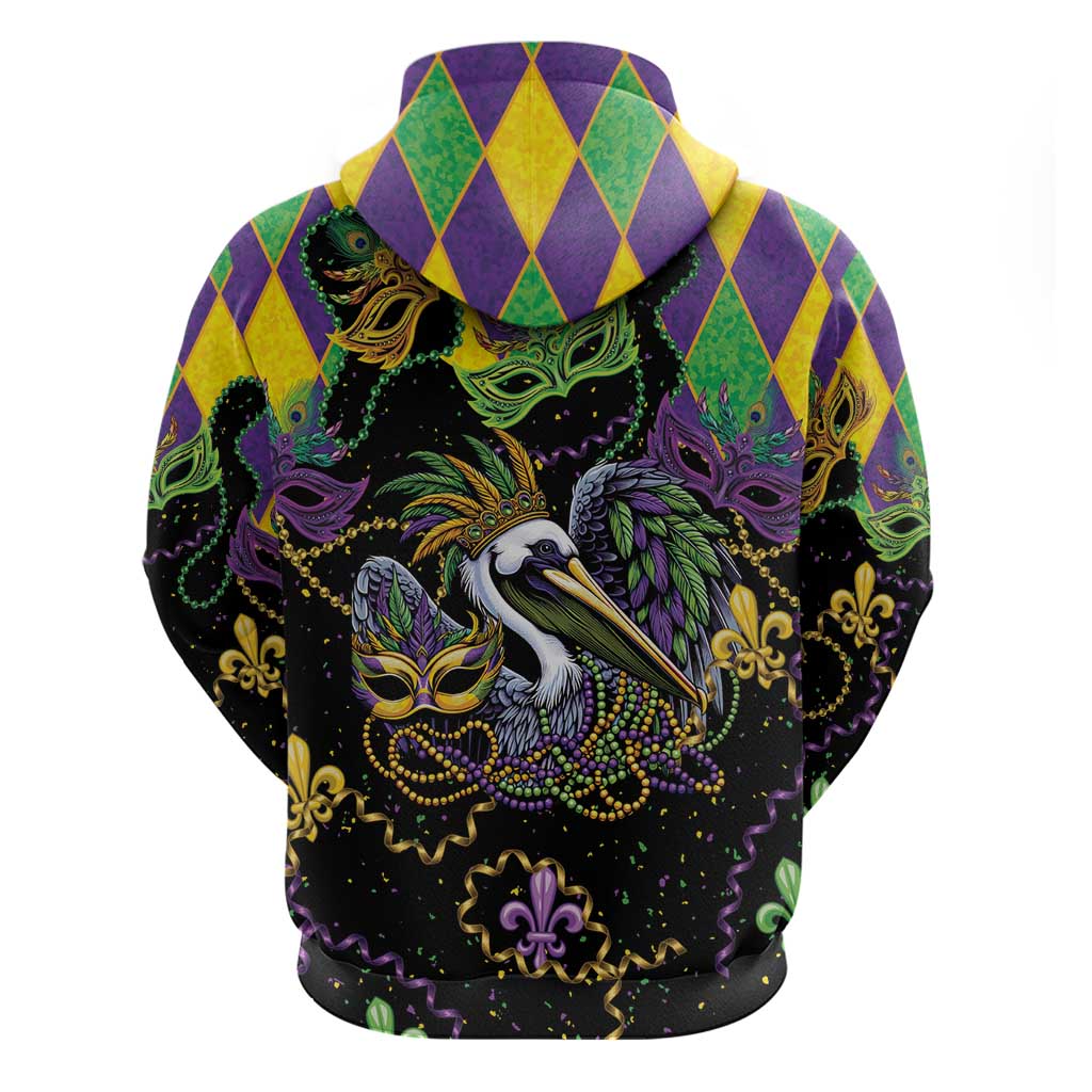 Mardi Gras Pelican Hoodie On Tuesdays We Wear Beads - Wonder Print Shop