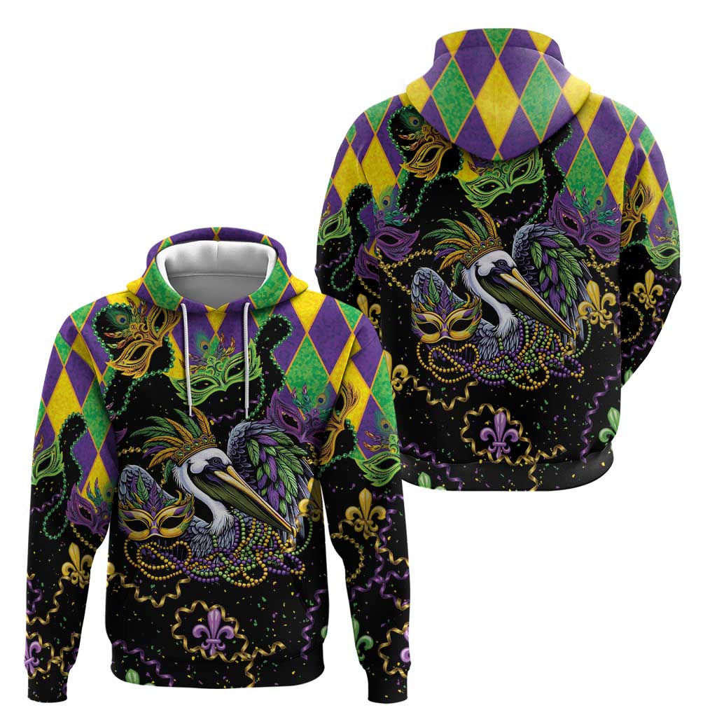 Mardi Gras Pelican Hoodie On Tuesdays We Wear Beads - Wonder Print Shop