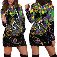 Mardi Gras Pelican Hoodie Dress On Tuesdays We Wear Beads - Wonder Print Shop