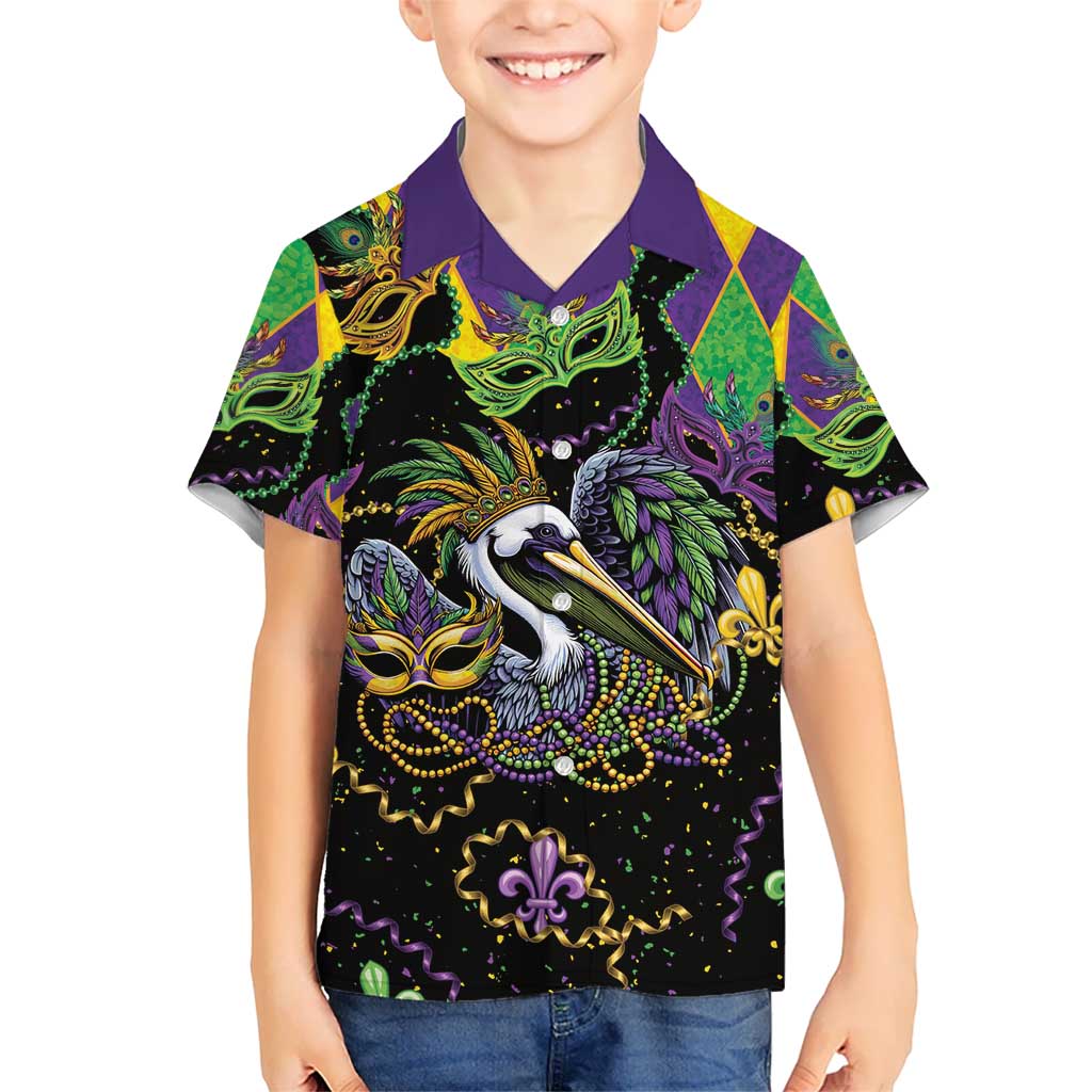 Mardi Gras Pelican Kid Hawaiian Shirt On Tuesdays We Wear Beads - Wonder Print Shop