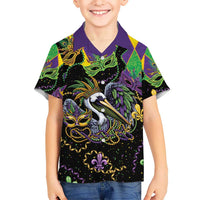 Mardi Gras Pelican Kid Hawaiian Shirt On Tuesdays We Wear Beads - Wonder Print Shop