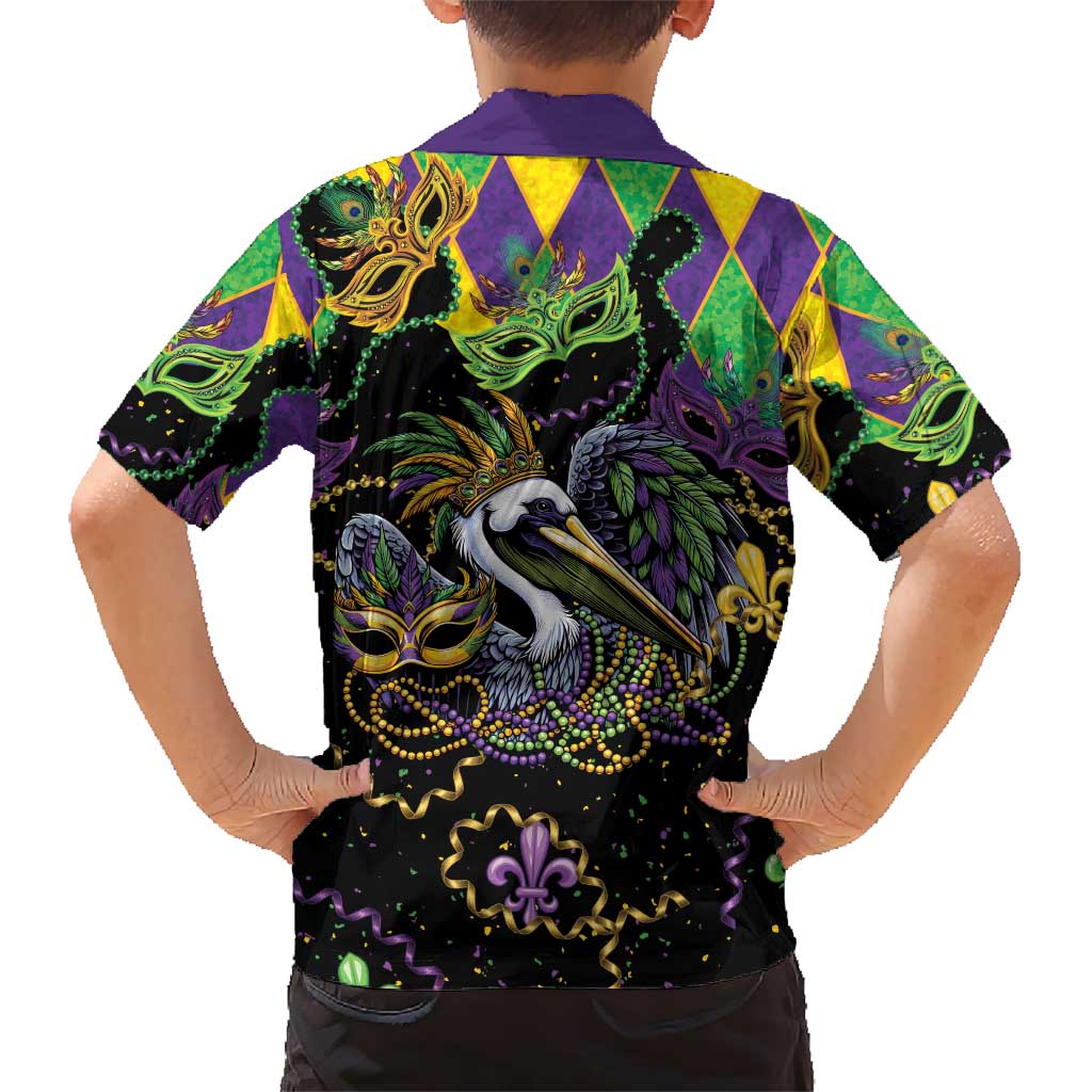 Mardi Gras Pelican Kid Hawaiian Shirt On Tuesdays We Wear Beads - Wonder Print Shop