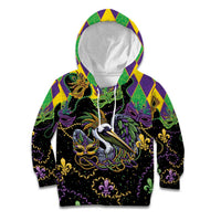 Mardi Gras Pelican Kid Hoodie On Tuesdays We Wear Beads - Wonder Print Shop