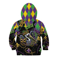 Mardi Gras Pelican Kid Hoodie On Tuesdays We Wear Beads - Wonder Print Shop