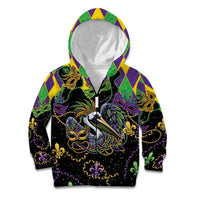Mardi Gras Pelican Kid Hoodie On Tuesdays We Wear Beads - Wonder Print Shop