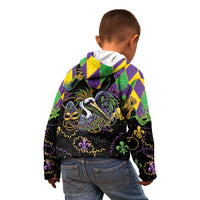 Mardi Gras Pelican Kid Hoodie On Tuesdays We Wear Beads - Wonder Print Shop