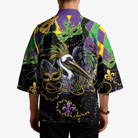 Mardi Gras Pelican Kimono On Tuesdays We Wear Beads - Wonder Print Shop