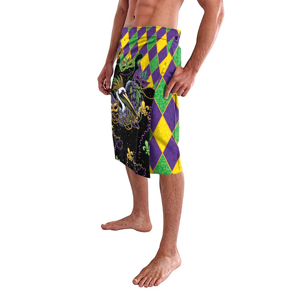 Mardi Gras Pelican Lavalava On Tuesdays We Wear Beads - Wonder Print Shop